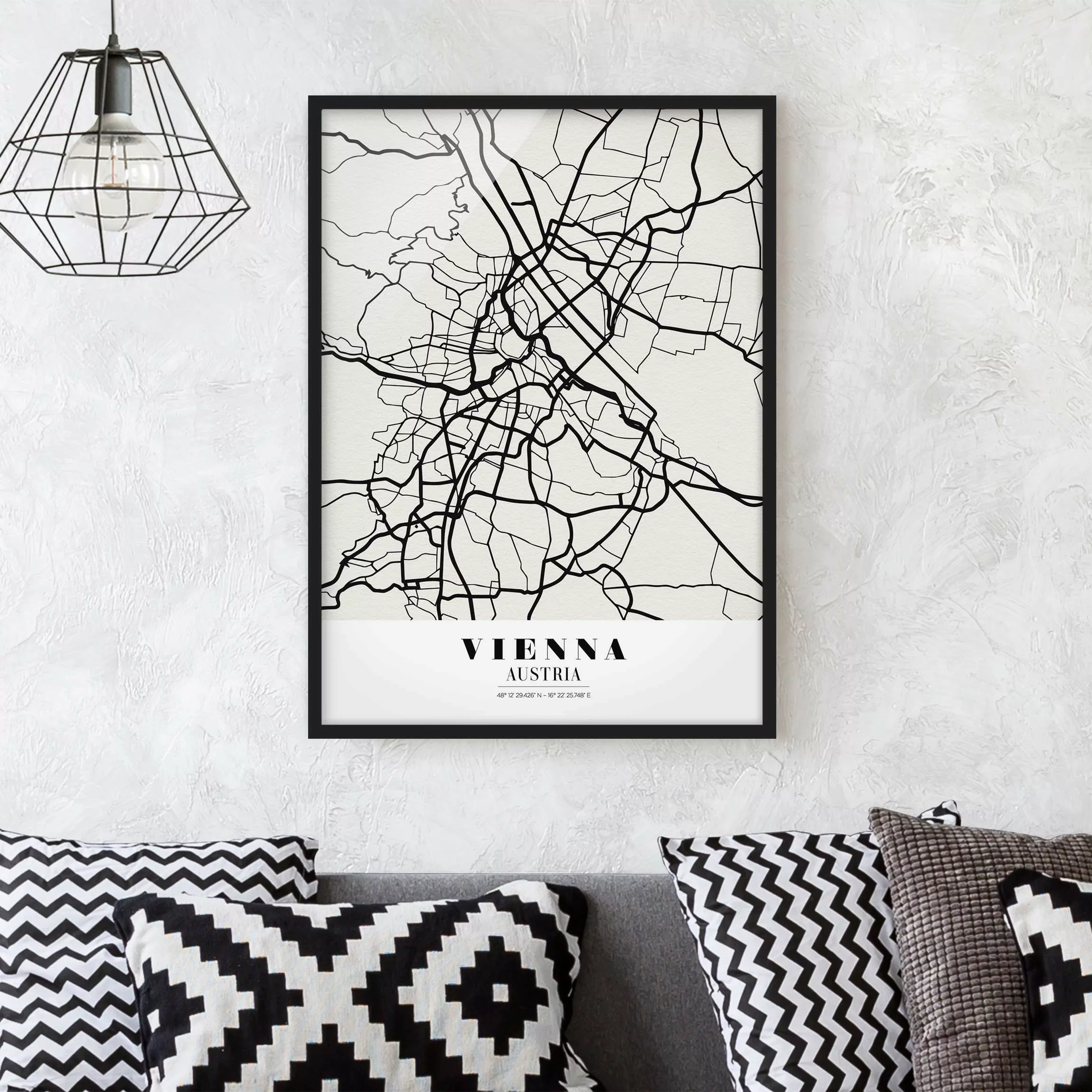 Bild mit Rahmen Stadtplan - Hochformat Stadtplan Vienna - Klassik günstig online kaufen
