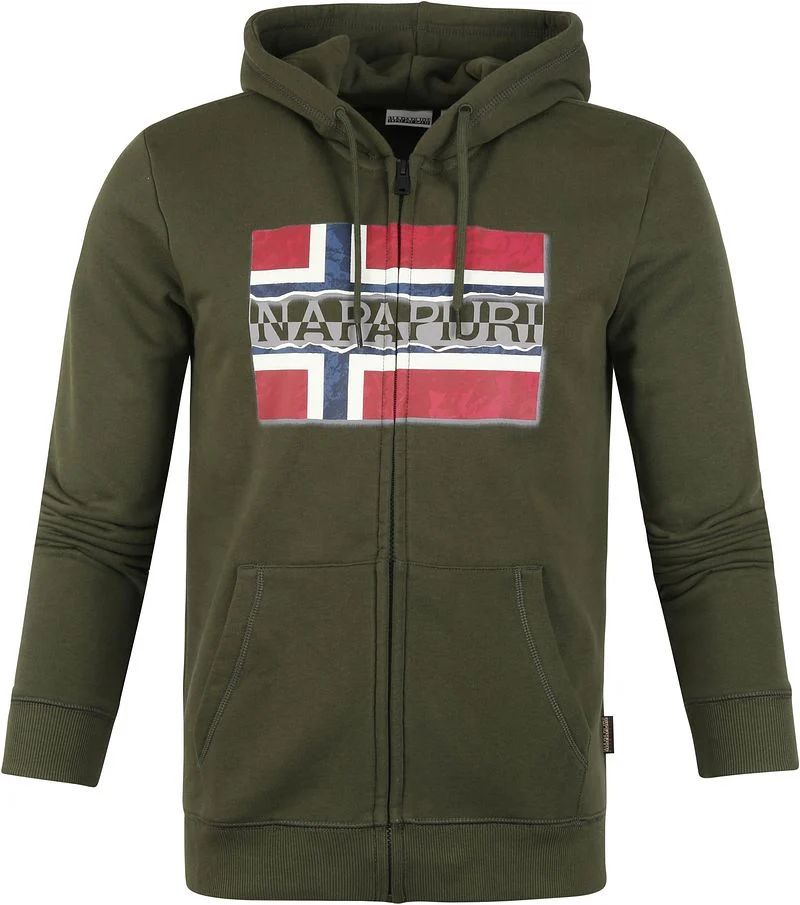 Napapijri Bench Strickjacke Dunkelgrün - Größe M günstig online kaufen