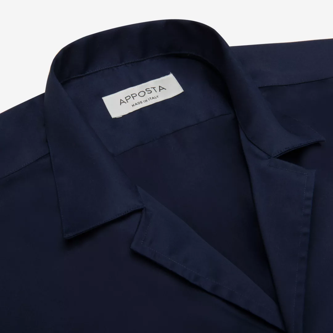 Hemd  einfarbig  marineblau stretch popeline, kragenform  reverskragen günstig online kaufen