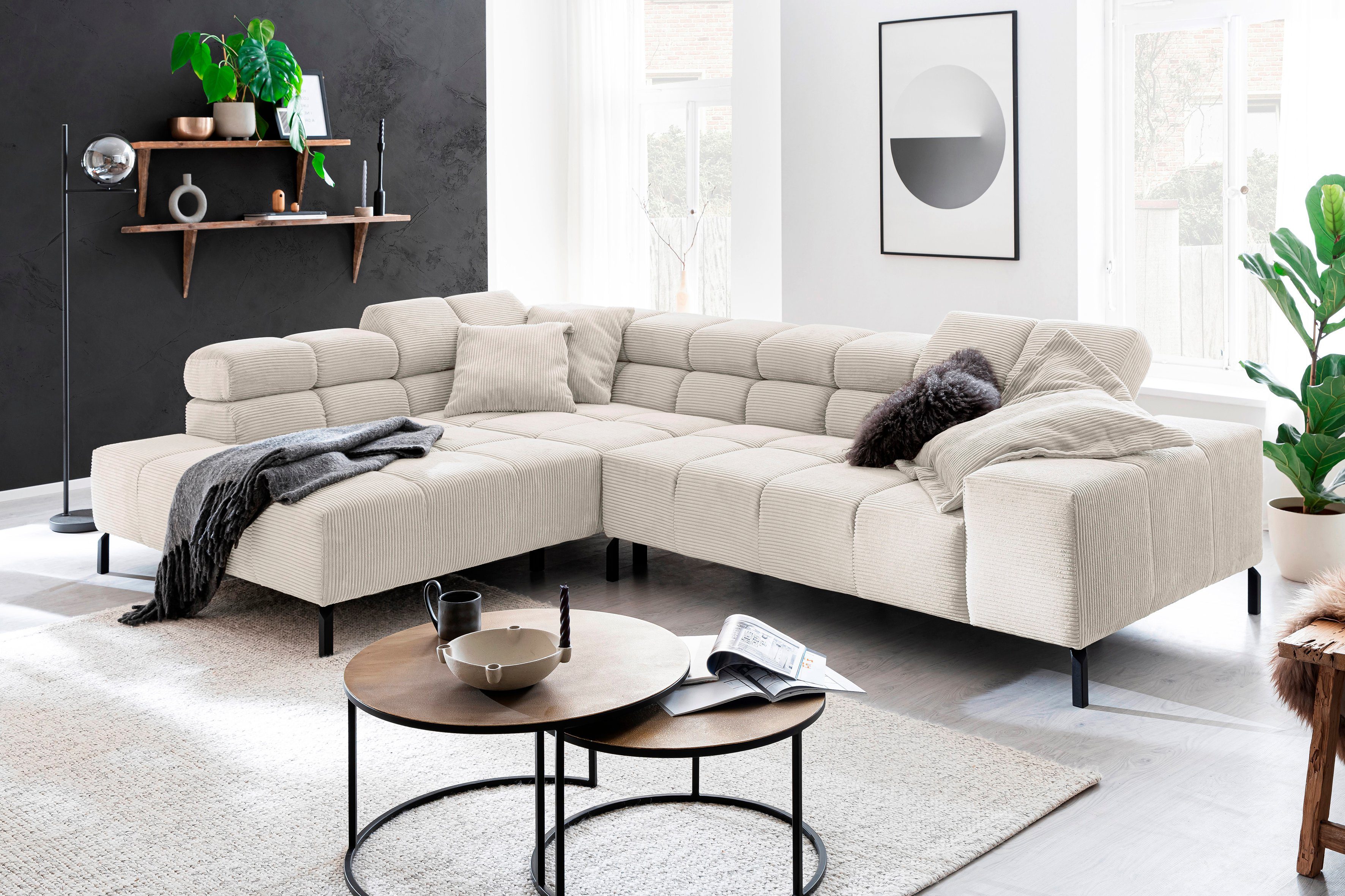 INOSIGN Ecksofa "Ancona New, wahlweise motorische Sitztiefenverstellung, au günstig online kaufen