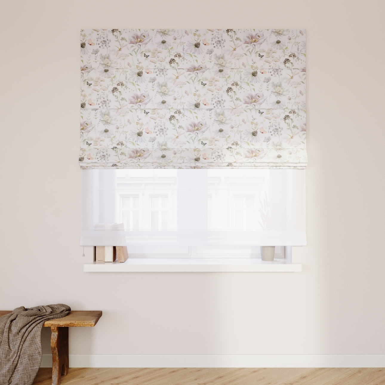 Dekoria Doppelraffrollo Duo, weiß-beige, 110 x 150 cm günstig online kaufen
