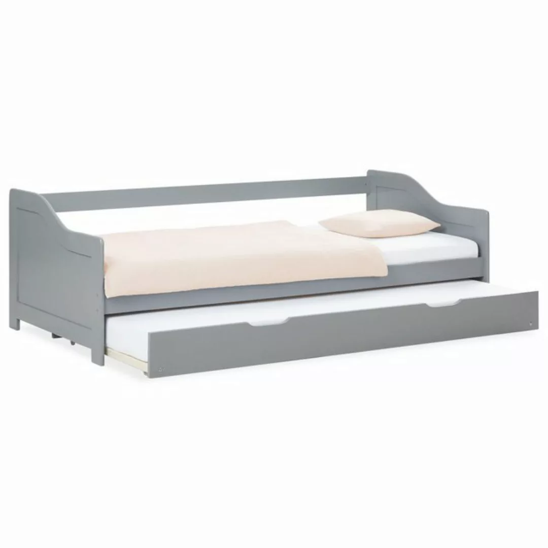 Homestyle4u Holzbett 90x200 Kinderbett Ausziehbett Kojenbett Grau 2 Liegefl günstig online kaufen