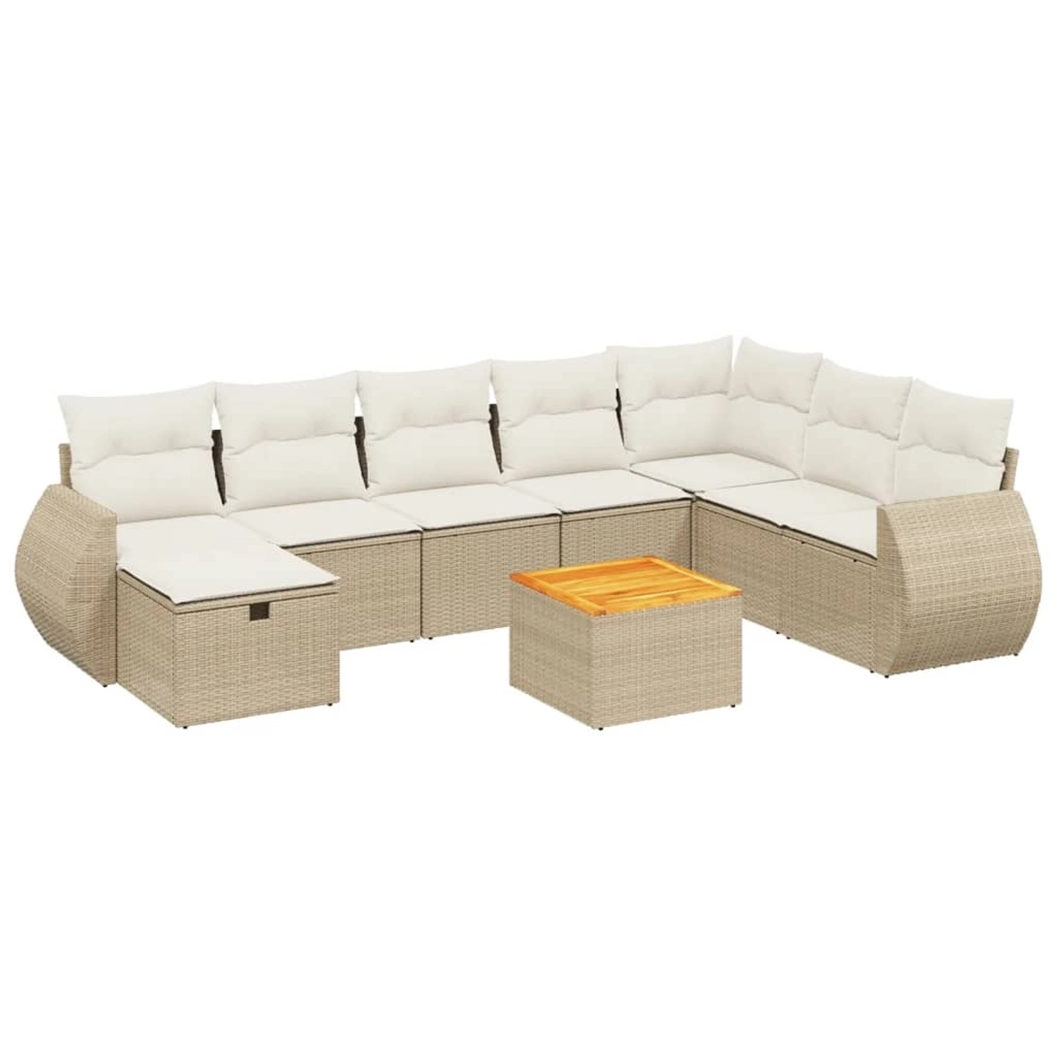 vidaXL 9-Tlg Garten-Sofagarnitur mit Kissen Beige Poly Rattan 3265097 günstig online kaufen