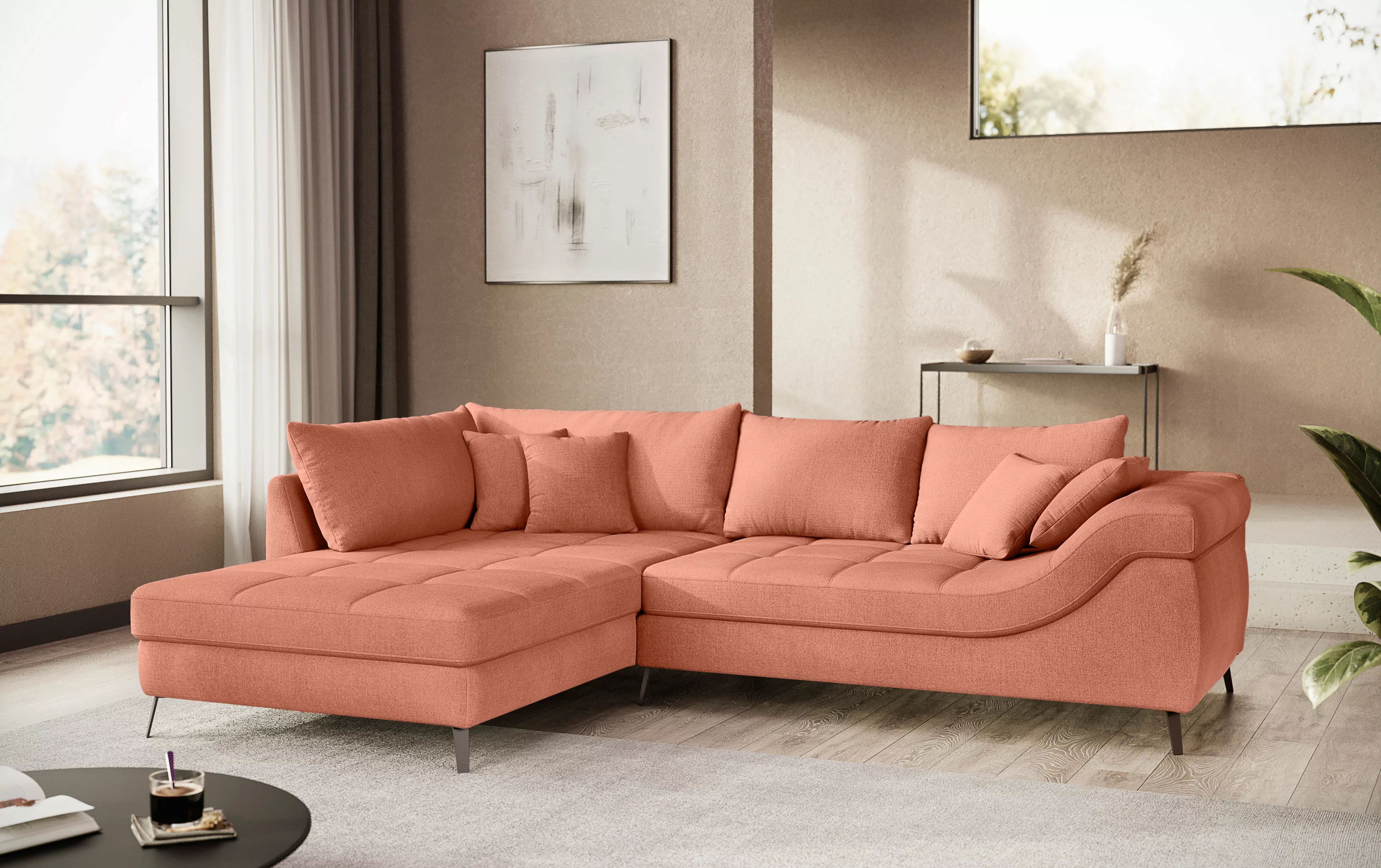 Mr. Couch Ecksofa "Portofino", 4 Bezugsqualitäten, 13,5 cm hohe Metall-Prof günstig online kaufen