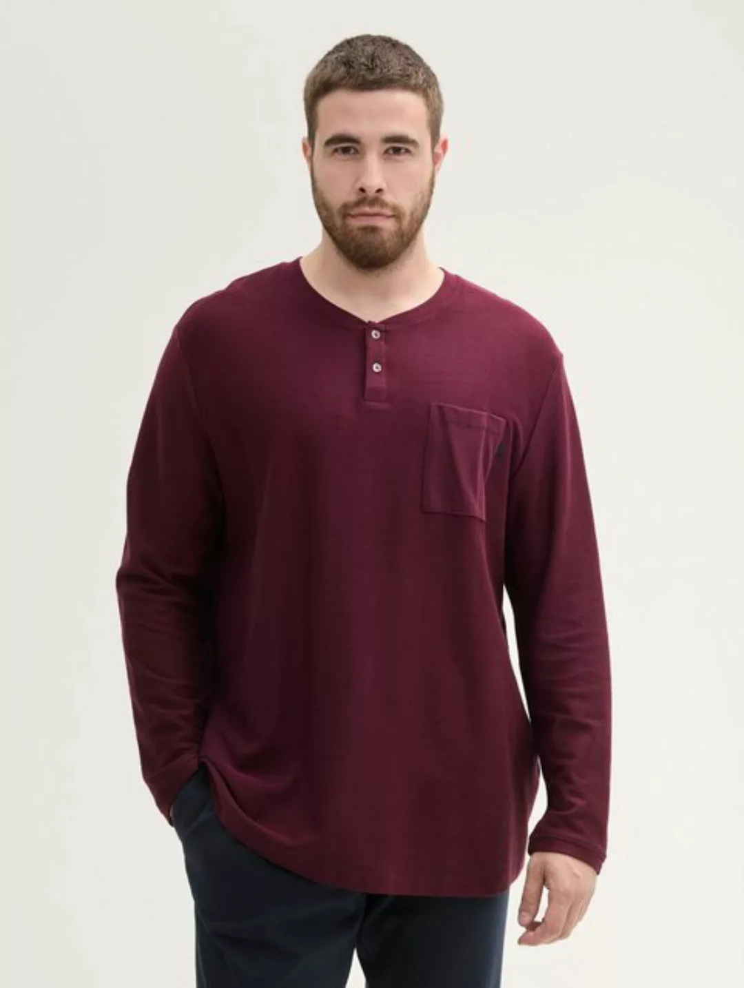 TOM TAILOR PLUS Langarmshirt Plus Size - Henley Langarmshirt günstig online kaufen