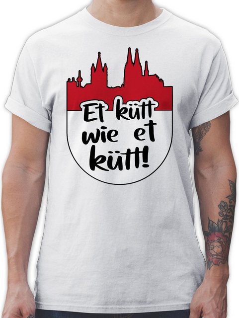 Shirtracer T-Shirt Et kütt wie et kütt! rot weiß Skyline I Kölsch Grundgese günstig online kaufen