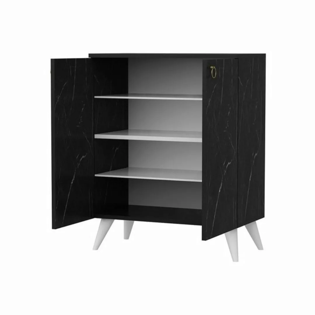 en.casa Schuhschrank Gjern Schuhkommode 91 x 72 x 37cm mit 2 Türen Marmor, günstig online kaufen