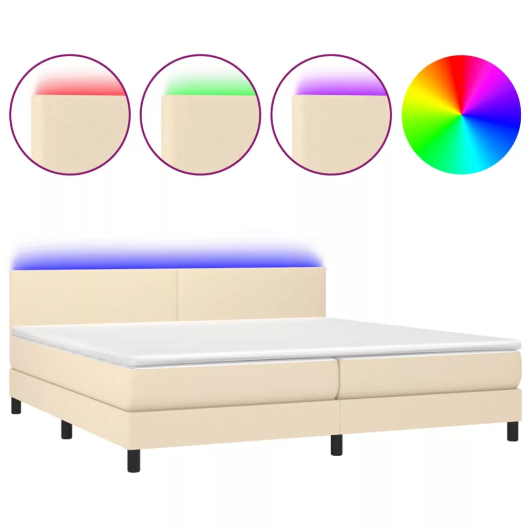 Vidaxl Boxspringbett Mit Matratze & Led Creme 200x200 Cm Stoff günstig online kaufen