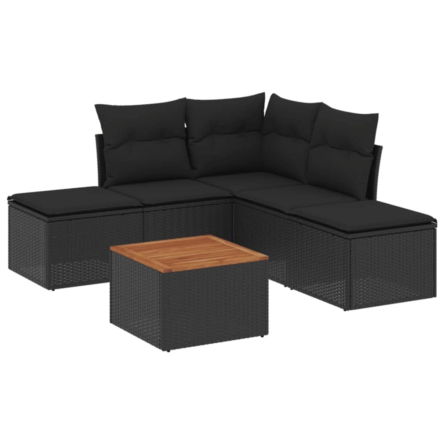 vidaXL 6-Tlg Garten-Sofagarnitur mit Kissen Schwarz Poly Rattan 3255999 günstig online kaufen