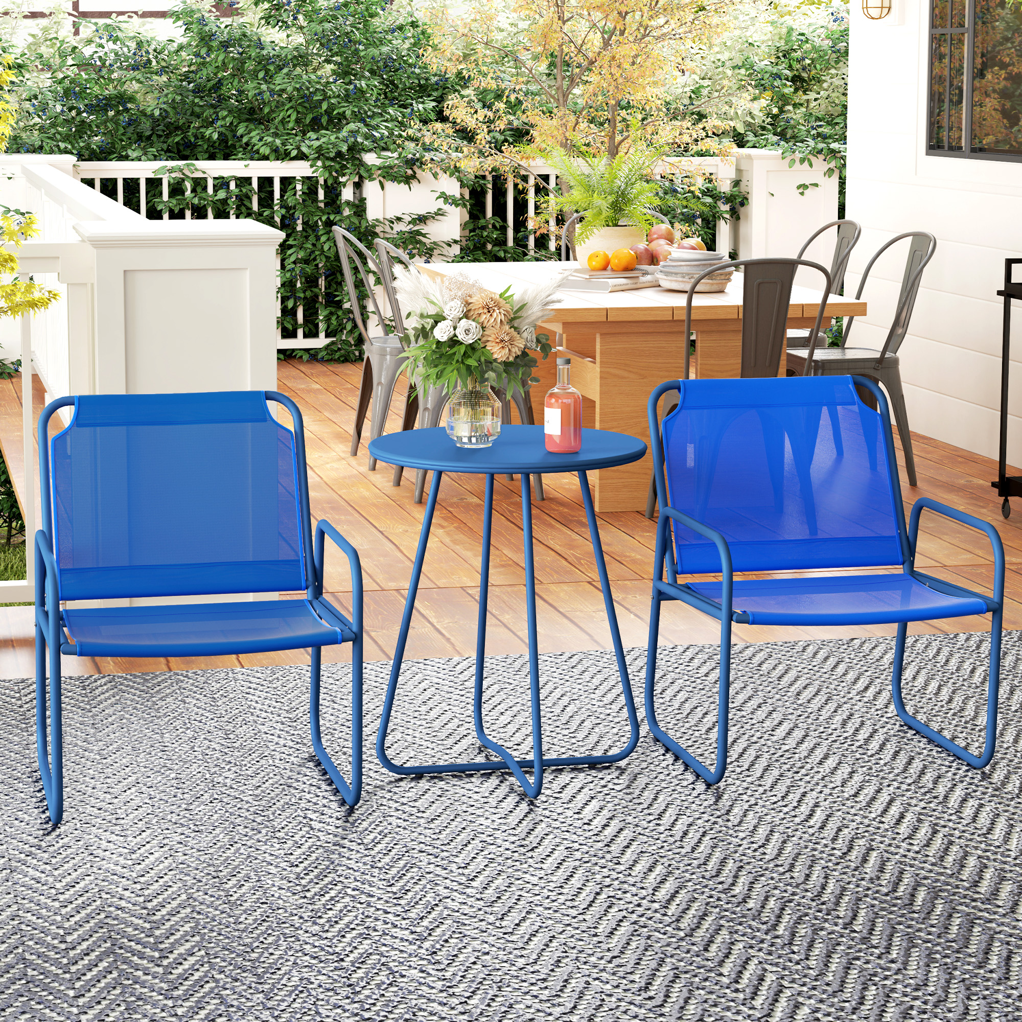 Outsunny 3-teiliges Gartenmöbelset, Gartenlounge, 2 Sessel 1 runder Tisch, günstig online kaufen
