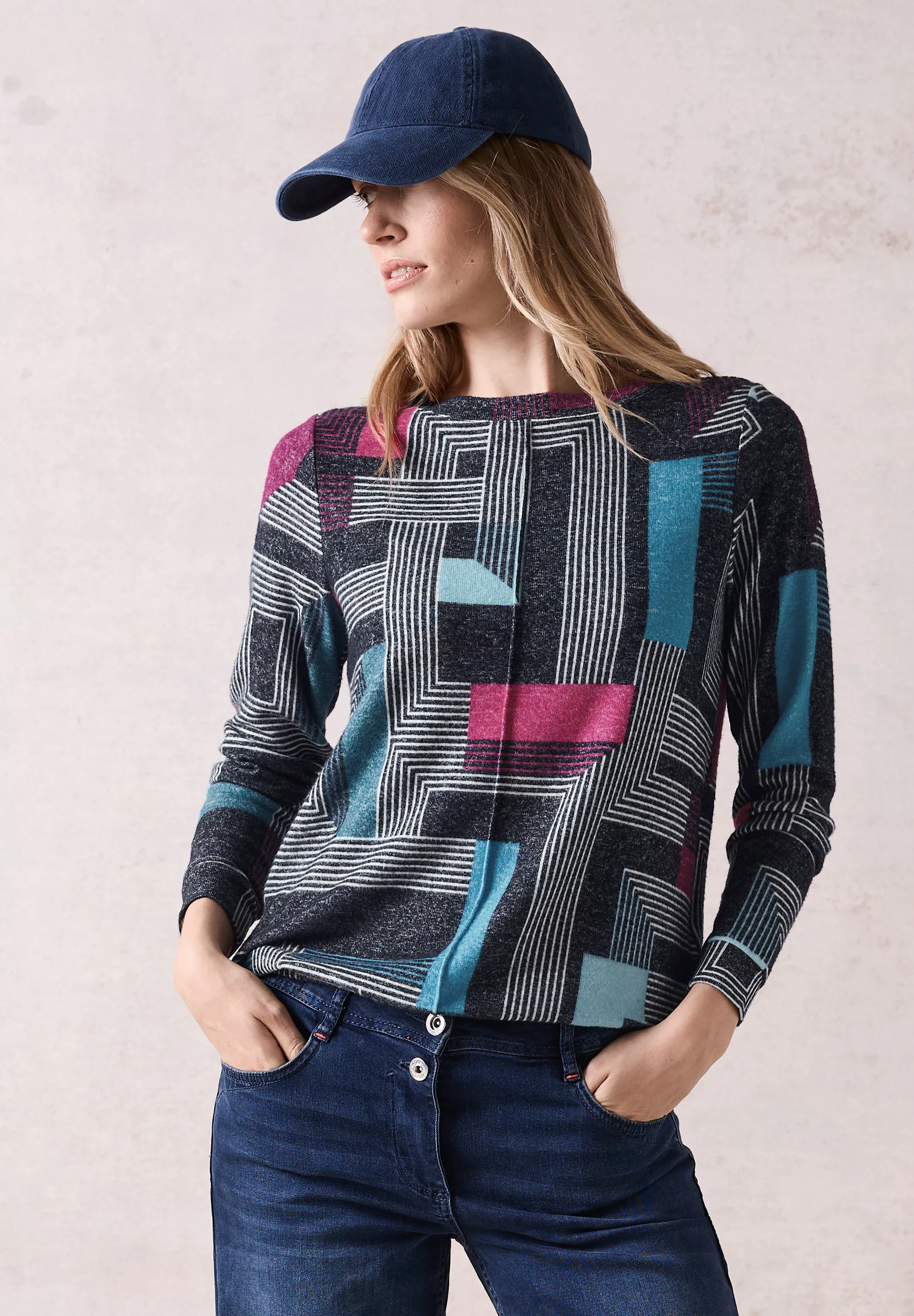 Cecil Langarmshirt mit All-Over Print günstig online kaufen