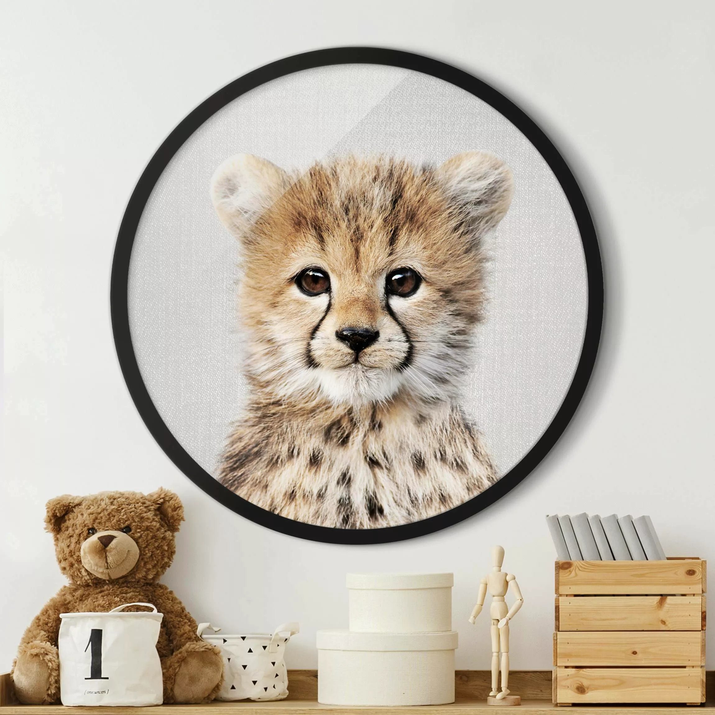 Rundes Gerahmtes Bild Baby Gepard Gino günstig online kaufen
