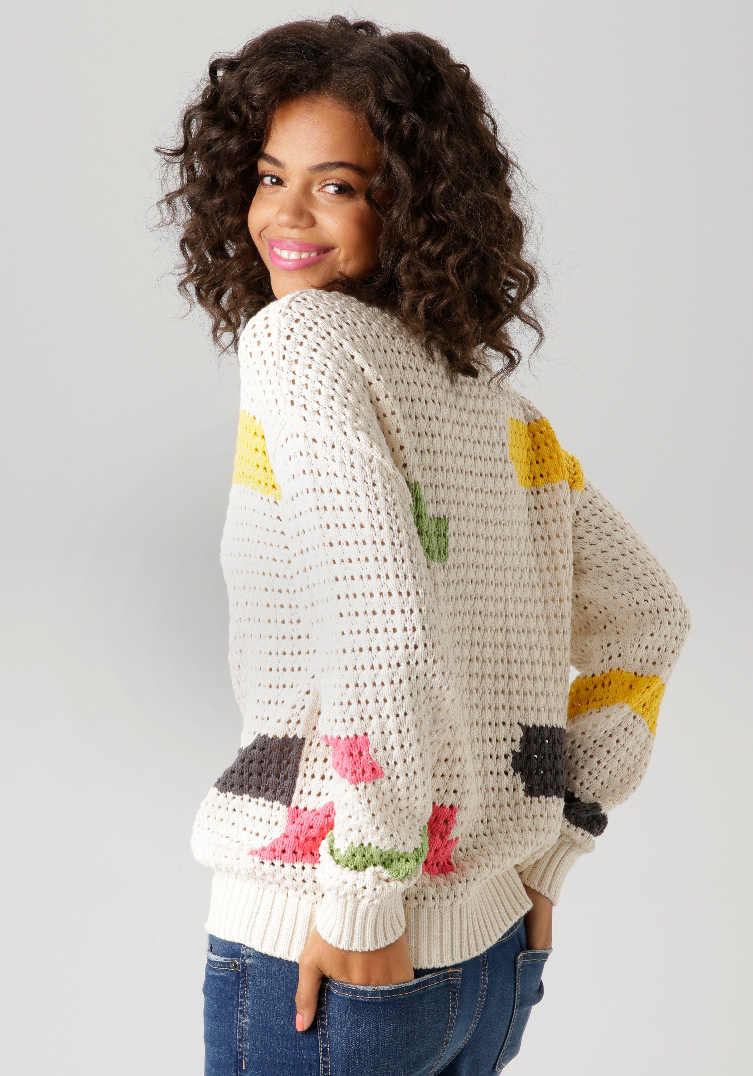 Aniston CASUAL Strickpullover, mit eingestrickten Farb-Highlight günstig online kaufen