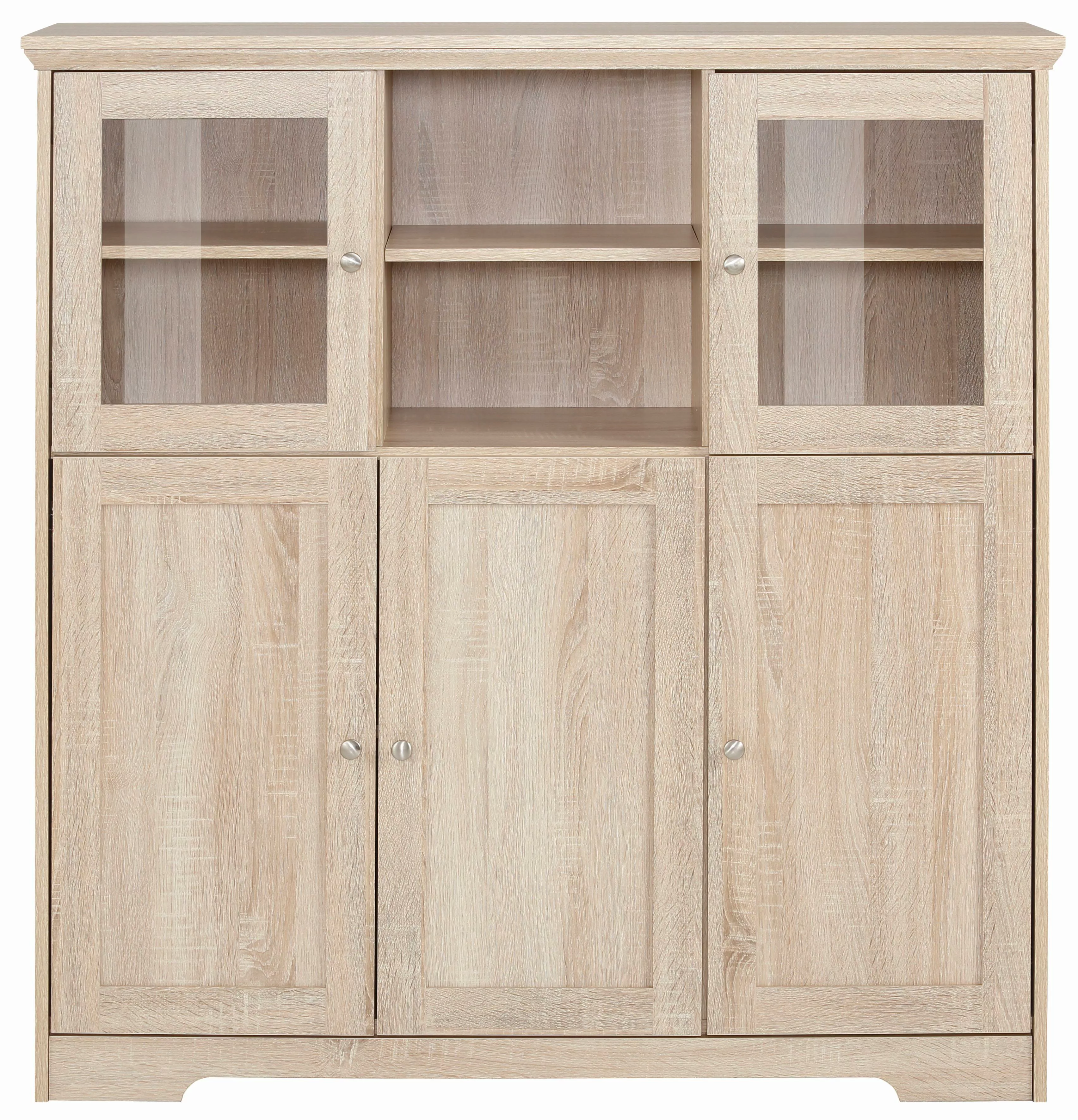 Home affaire Highboard "Nanna", Vitrine in Eichen-Optik, Breite 118 cm günstig online kaufen