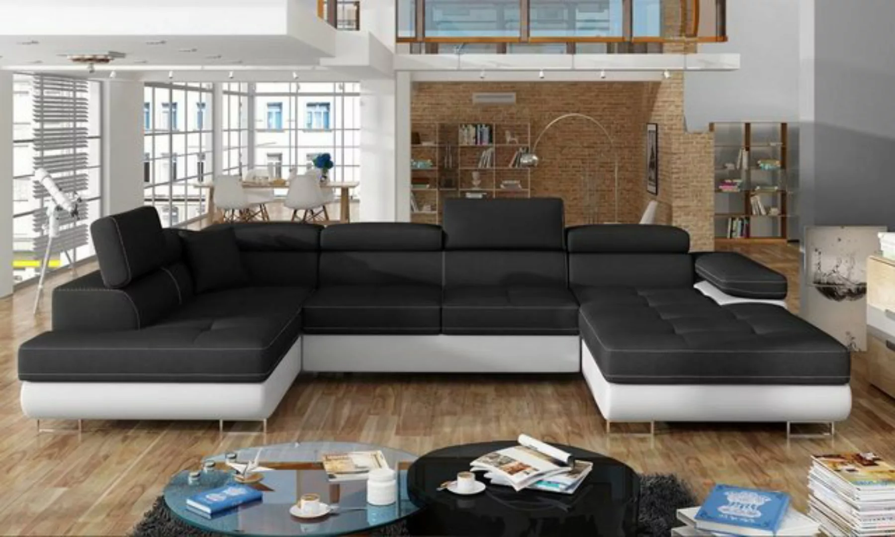 JVmoebel Ecksofa, Sofa U-Form Textilsofa Couch Wohnlandschaft Garnitur Desi günstig online kaufen