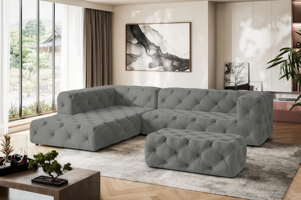 Places of Style Ecksofa "FOLLINA", L-Form, mit klassischer Chesterfield-Kno günstig online kaufen