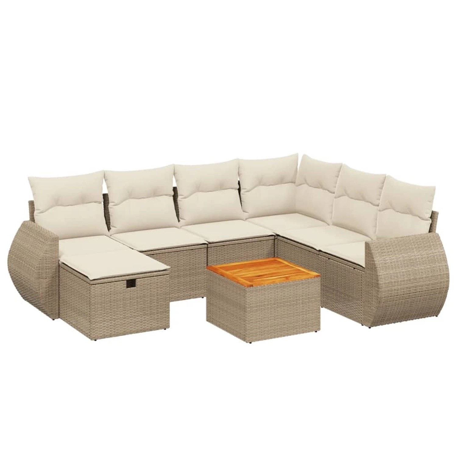 vidaXL 8-Tlg Garten-Sofagarnitur mit Kissen Beige Poly Rattan 3265076 günstig online kaufen