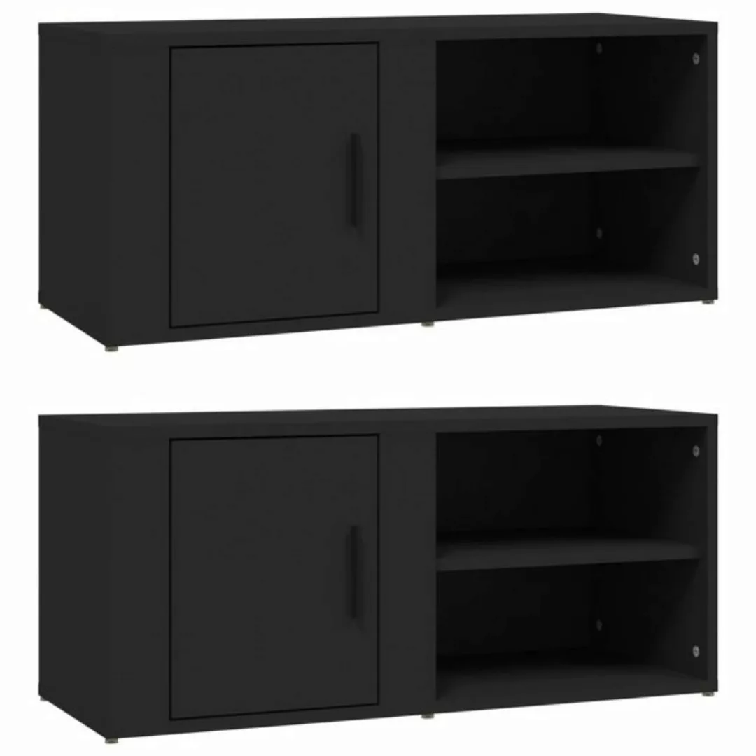 furnicato TV-Schrank TV-Schränke 2 Stk. Schwarz 80x31,5x36 cm Holzwerkstoff günstig online kaufen