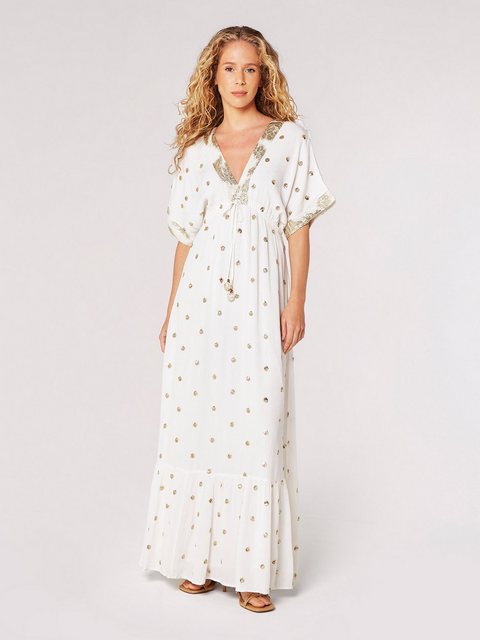 Apricot Maxikleid Bohemian Dot V Neck Maxi Dress, mit attraktivem V-Ausschn günstig online kaufen
