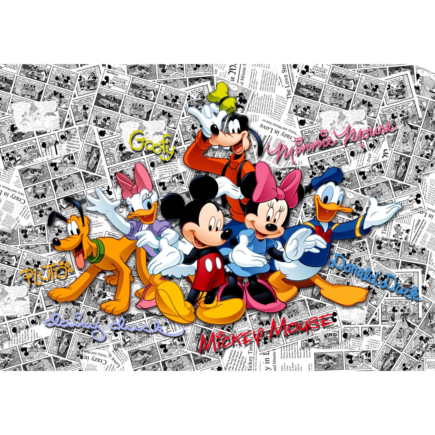 Disney Fototapete Micky Maus Rosa Blau und Gelb 360 x 254 cm 600364 günstig online kaufen