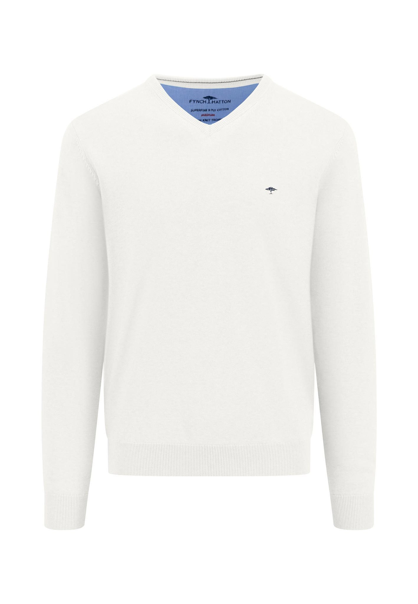FYNCH-HATTON Strickpullover mit Logostickerei und V-Ausschnitt günstig online kaufen