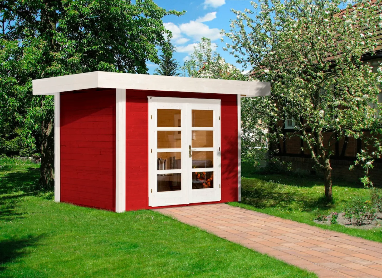 Weka Holz-Gartenhaus Flachdach Lasiert 284 cm günstig online kaufen