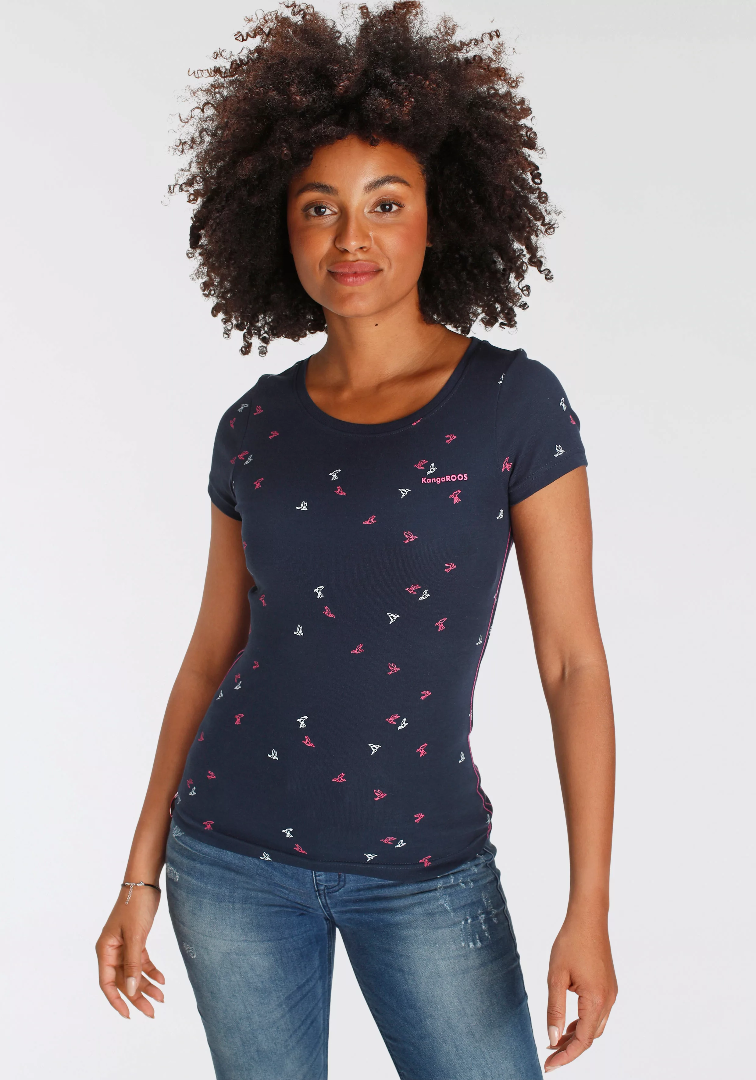 KangaROOS T-Shirt mit filigranem Allover-Print - NEUE FARBEN günstig online kaufen