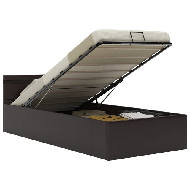 vidaXL Bett Bett mit Bettkasten Hydraulisch LED Grau Kunstleder 100x200 cm günstig online kaufen
