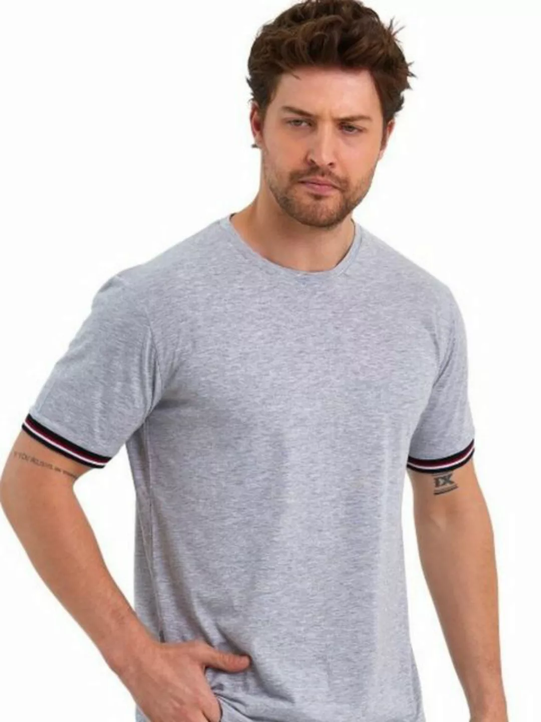 COMEOR T-Shirt Basic Herren Kurzarm Rundhalls (Packung, 1-tlg) mit gestreif günstig online kaufen