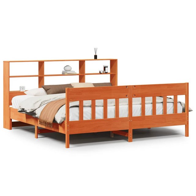 vidaXL Bett, Massivholzbett ohne Matratze Wachsbraun 200x200 Kiefernholz günstig online kaufen