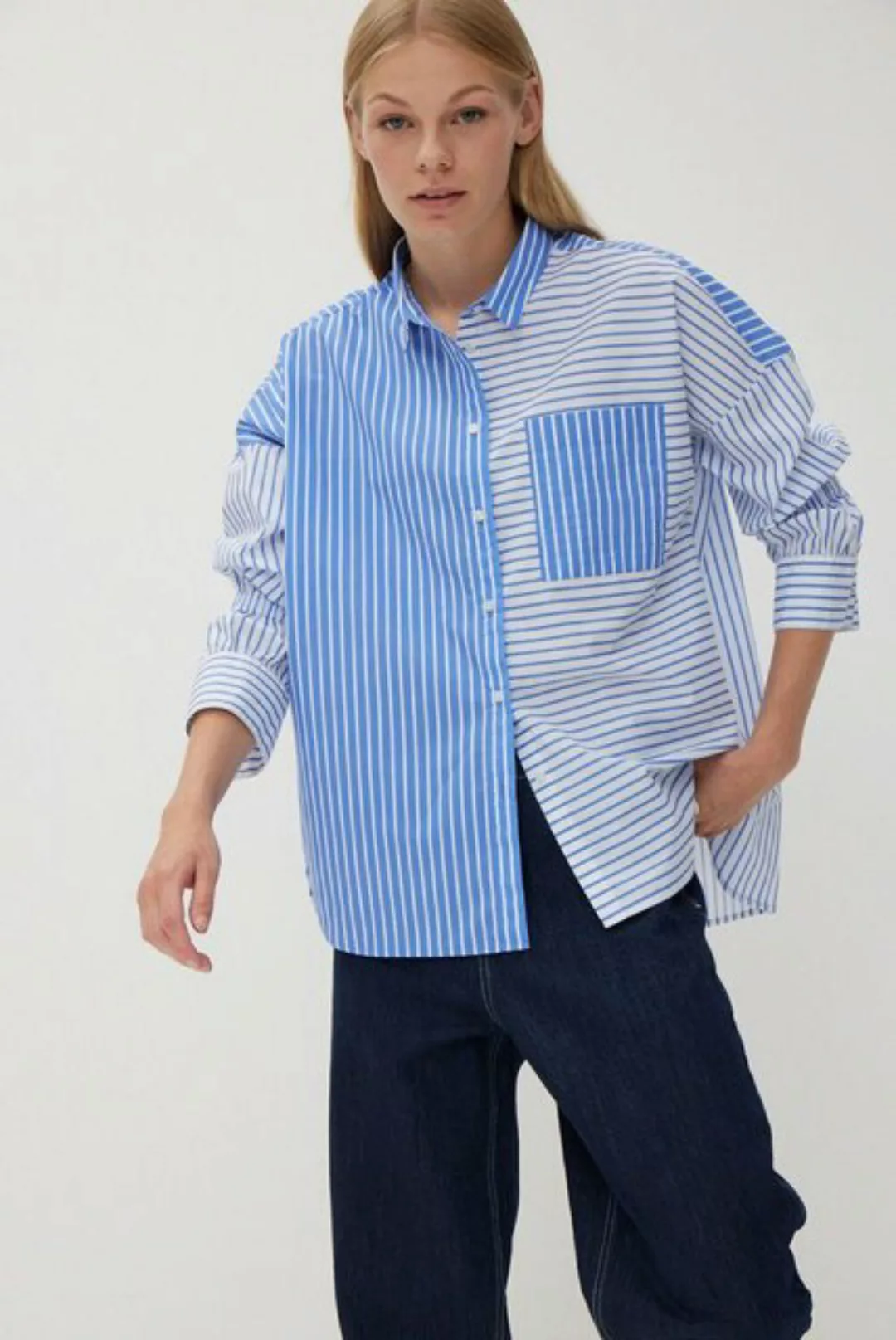 THE FASHION PEOPLE Blusenshirt Blouse Striped Patch günstig online kaufen