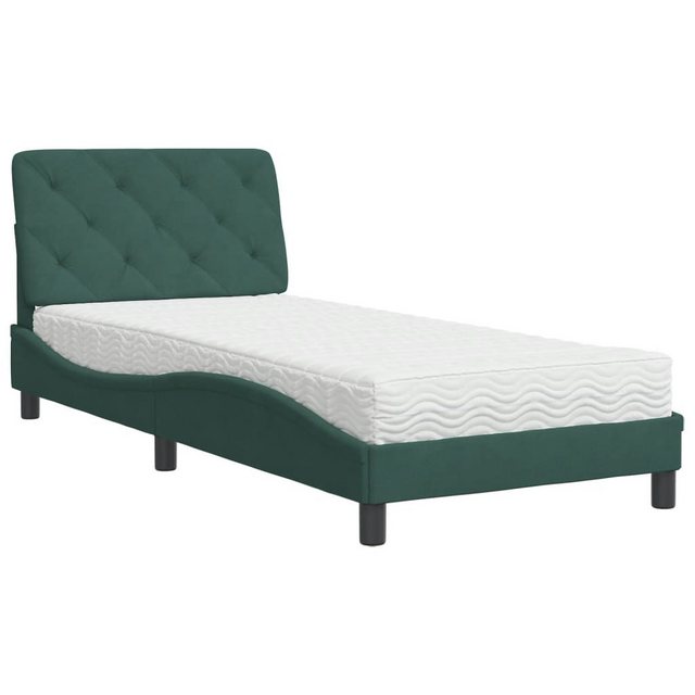 vidaXL Bett Bett mit Matratze Dunkelgrün 90x190 cm Samt günstig online kaufen