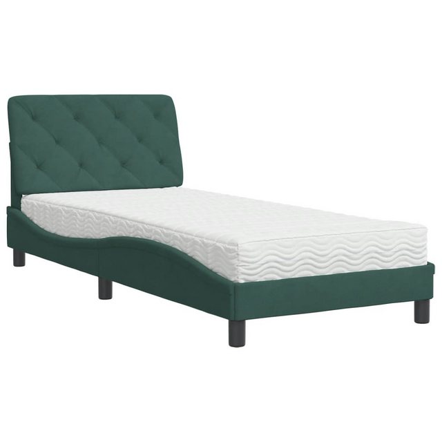vidaXL Bett Bett mit Matratze Dunkelgrün 90x200 cm Samt günstig online kaufen