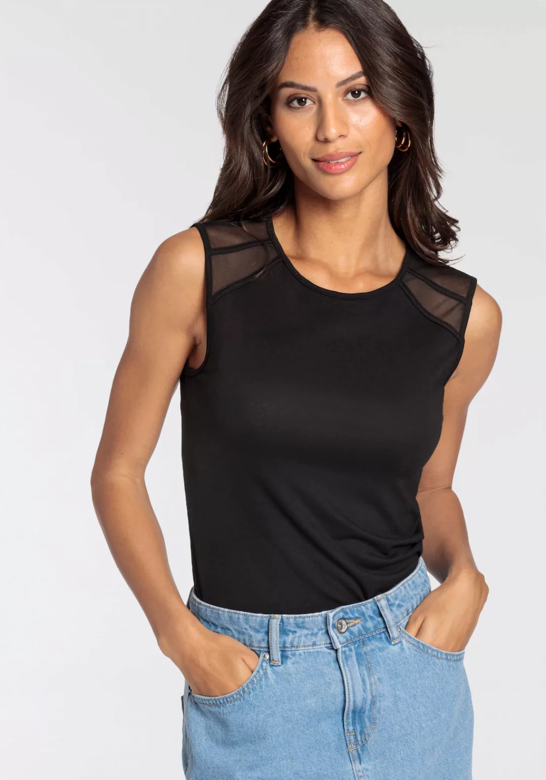 Melrose Mesh-Top, mit eleganten Mesh-Details an der Schulter - NEUE KOLLEKT günstig online kaufen