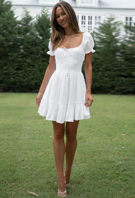 SEGUEN Sommerkleid Frisches und elegantes Kleid mit quadratischem Ausschnit günstig online kaufen