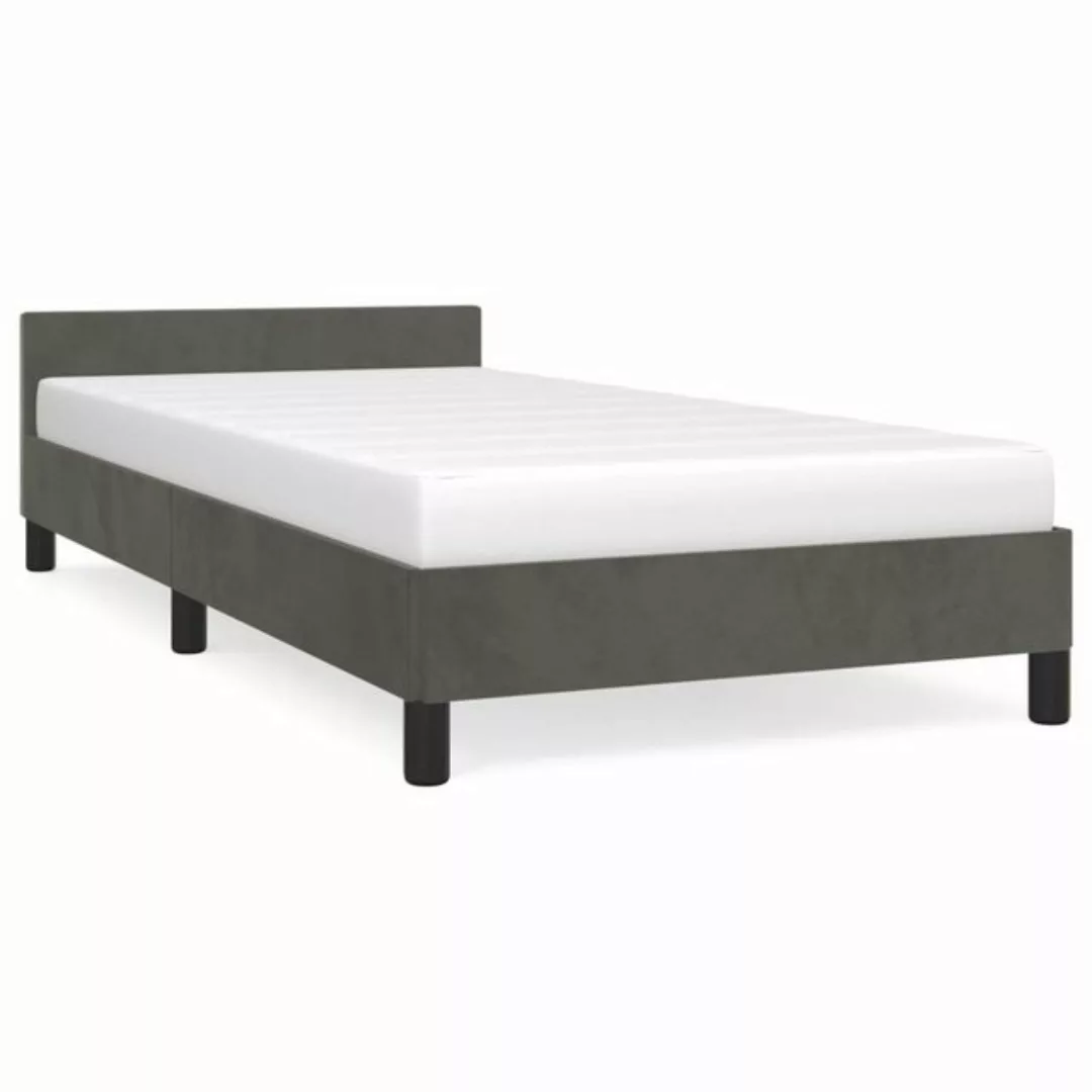 vidaXL Bett Bettgestell mit Kopfteil Dunkelgrau 90x200 cm Samt günstig online kaufen