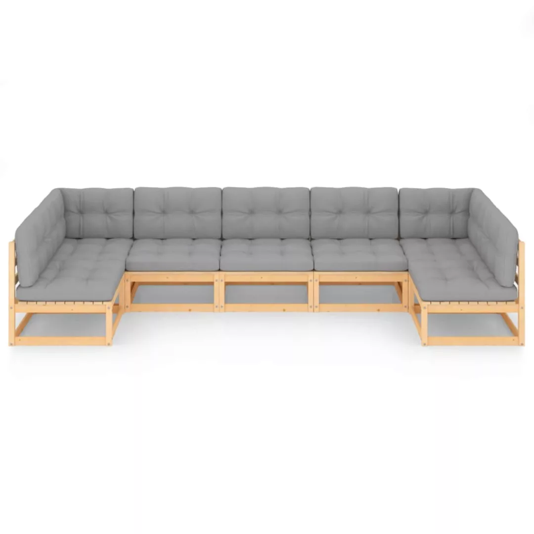 7-tlg. Garten-lounge-set Mit Kissen Kiefer Massivholz günstig online kaufen