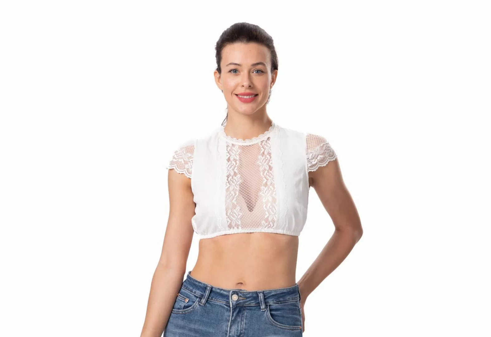 KELLIAR Dirndlbluse Damen Spitzenbluse für Dirndl Oktoberfest Trachtenmode günstig online kaufen