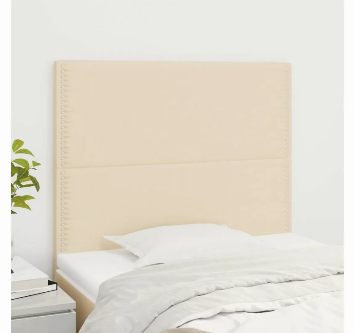 vidaXL Bett, Kopfteile 2 Stk. Creme 90x5x78/88 cm Stoff günstig online kaufen