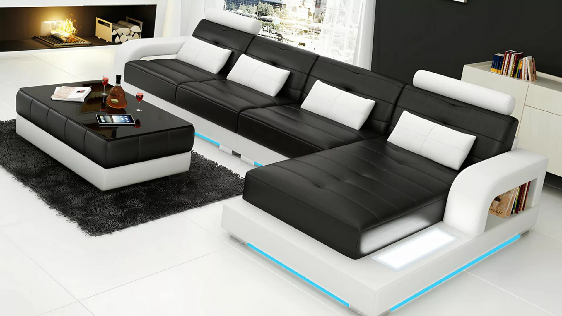 Xlmoebel Sofa Modernes Ecksofa aus Leder in Design Wohnlandschaft Couch Eck günstig online kaufen