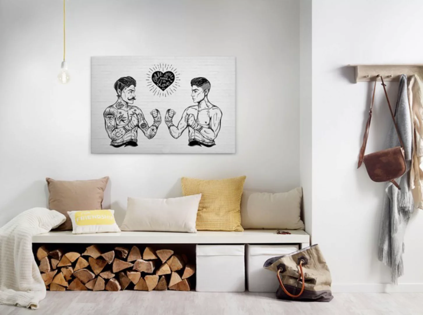 Bricoflor Leinwandbild Im Industrial Style In Backstein Optik Loft Wandbild günstig online kaufen