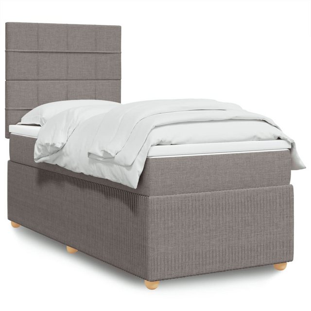 vidaXL Boxspringbett, Boxspringbett mit Matratze Taupe 100x200 cm Stoff günstig online kaufen