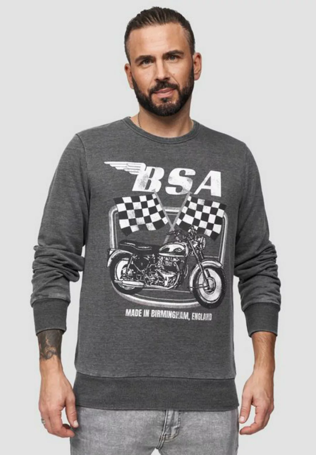 Recovered Sweatshirt BritishMotor Flag Charcoal Vintage GOTS zertifizierte günstig online kaufen