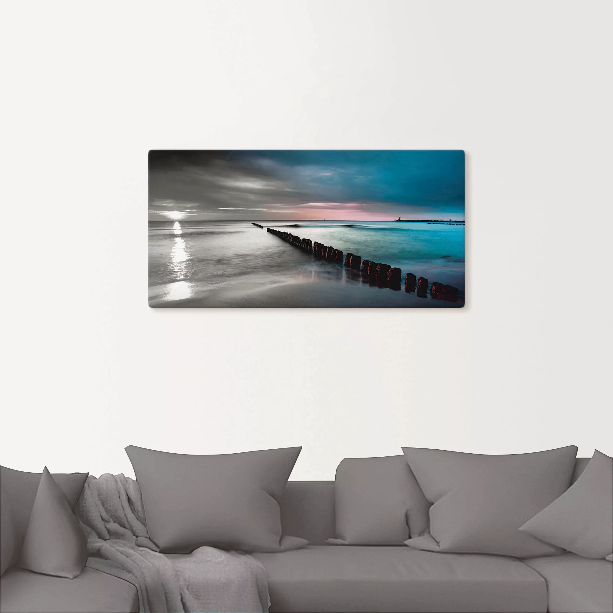 Artland Wandbild "Ostsee mit Sonnenaufgang s/w", Gewässer, (1 St.), als Lei günstig online kaufen