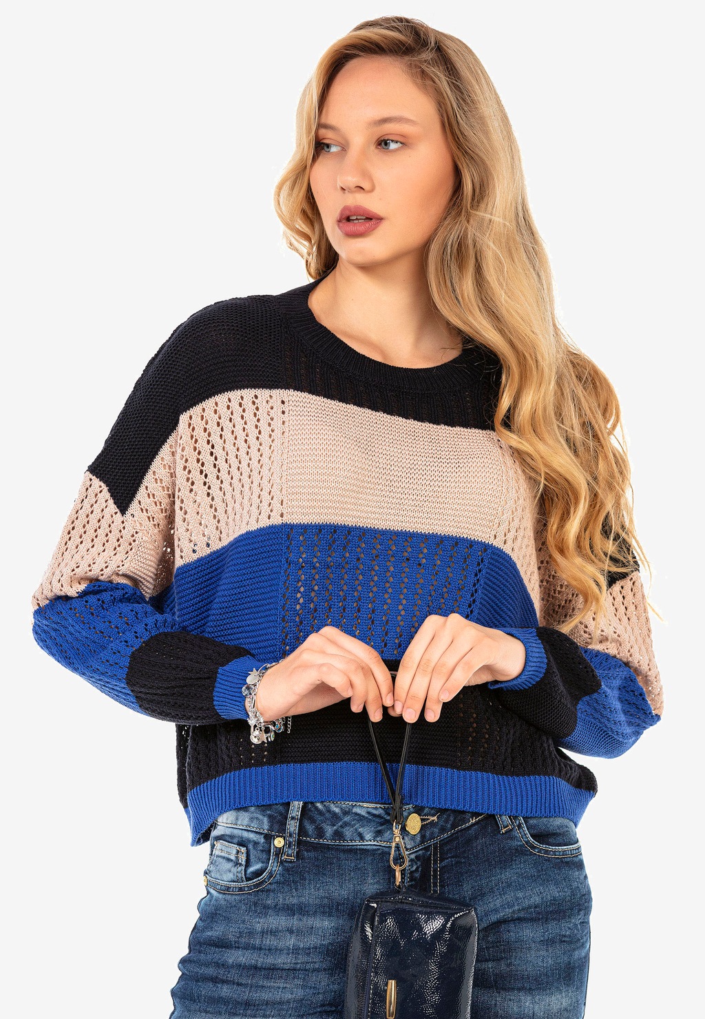 Cipo & Baxx Strickpullover, mit breiten Streifen günstig online kaufen