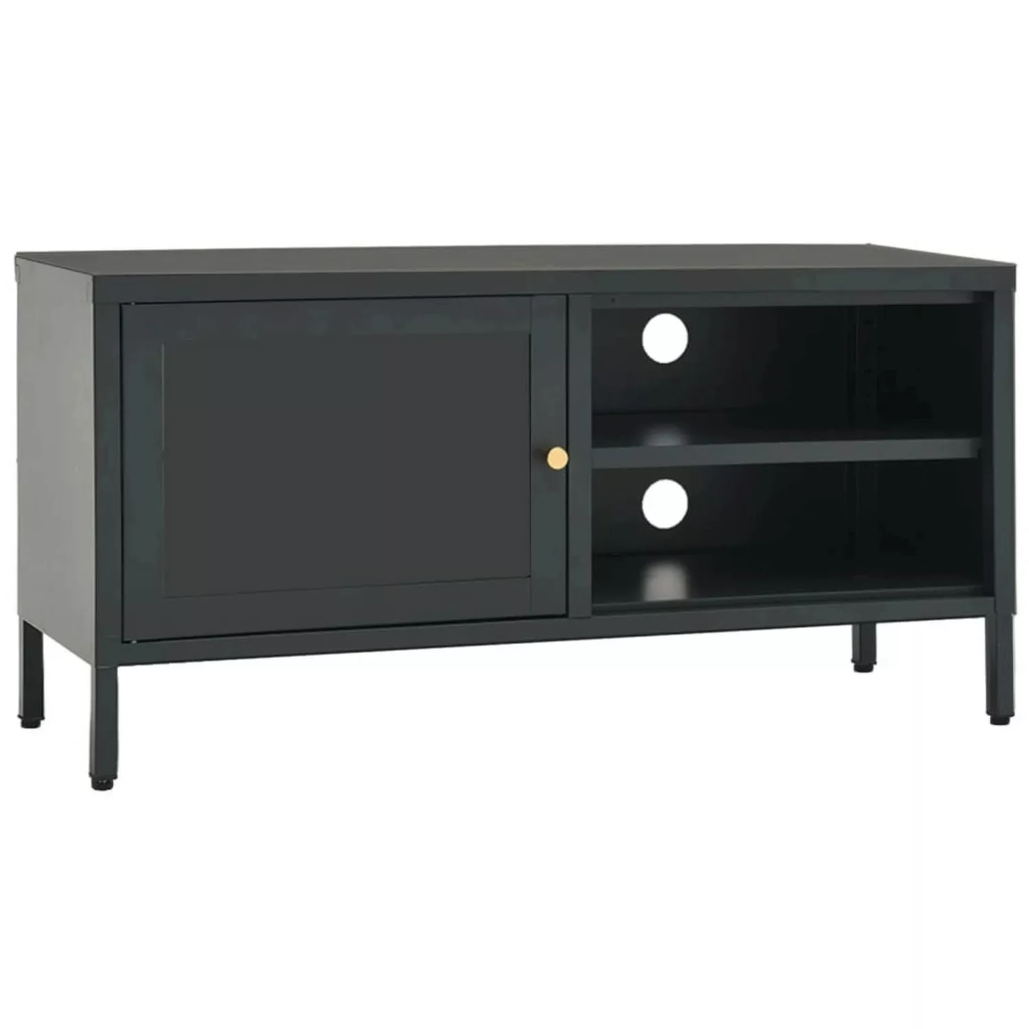 Tv-schrank Anthrazit 90x30x44 Cm Stahl Und Glas günstig online kaufen
