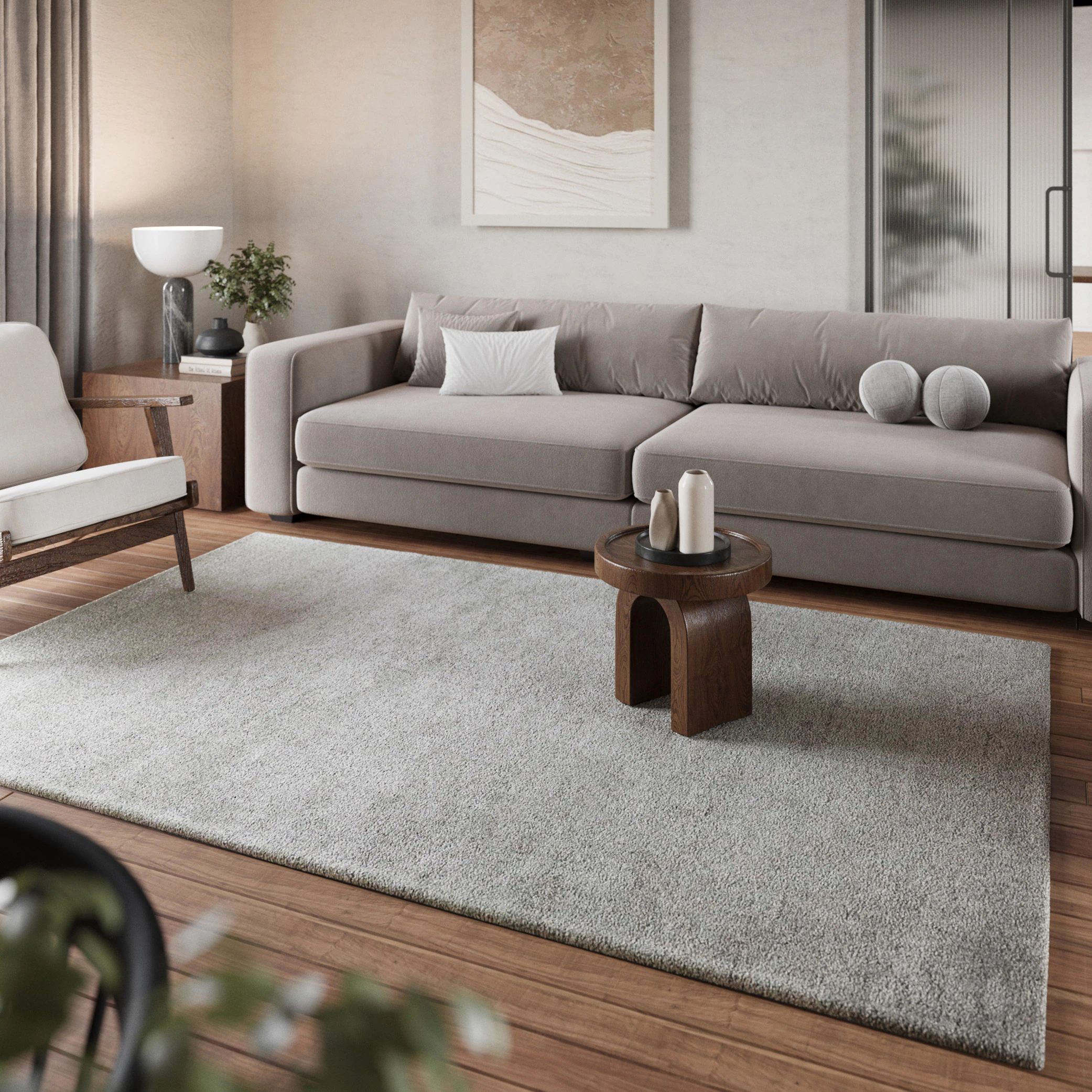 Homie Living Teppich »Pisa«, rund, 25 mm Höhe, Hochflor, Microfaser, uni, w günstig online kaufen