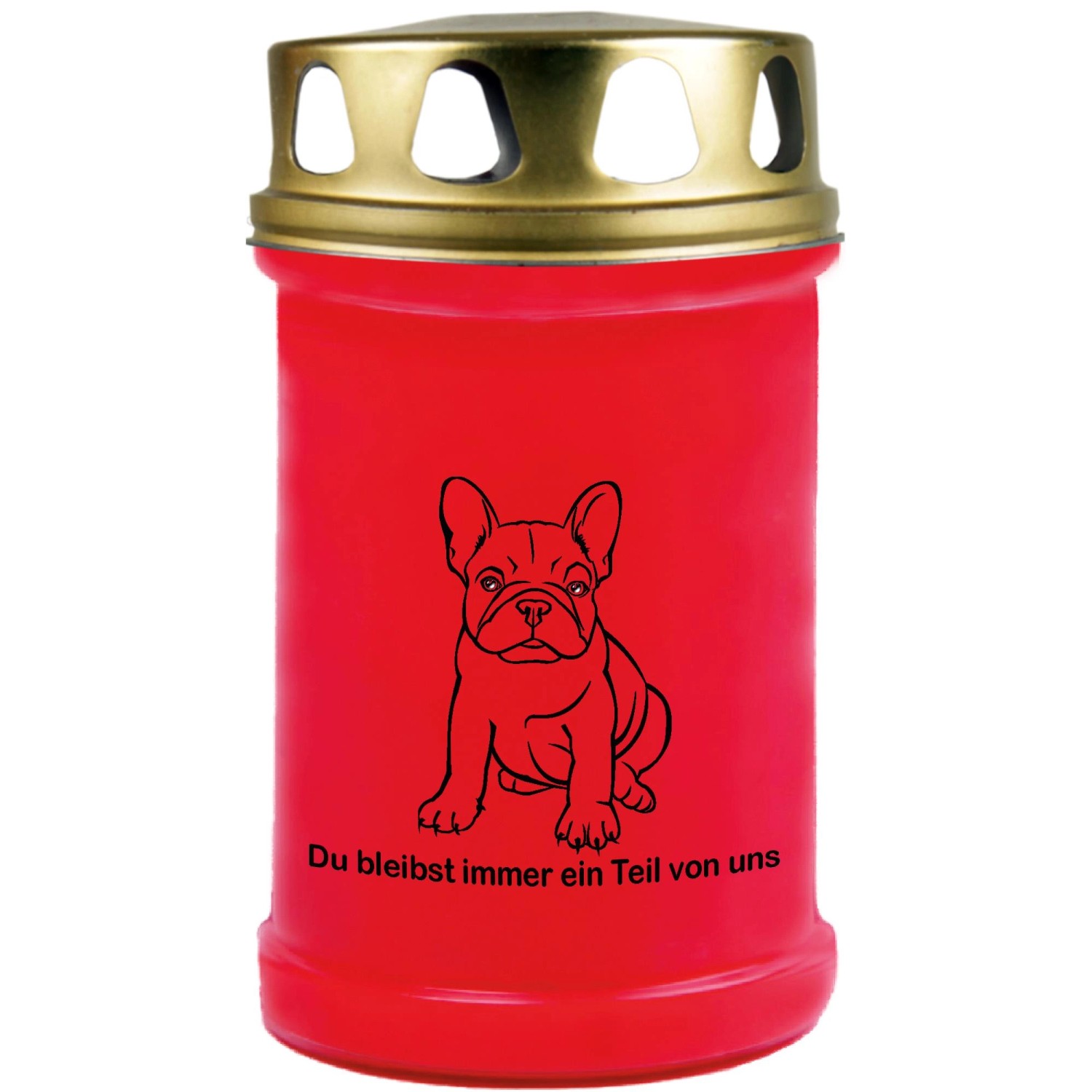 HS Candle Grabkerze Rot 48h Deckel Gold Bulldogge günstig online kaufen