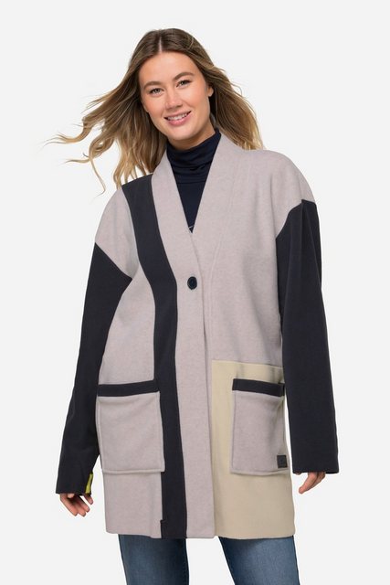 Laurasøn Sweatjacke Jacke Fleece Colorblocking Kelchkragen Langarm günstig online kaufen