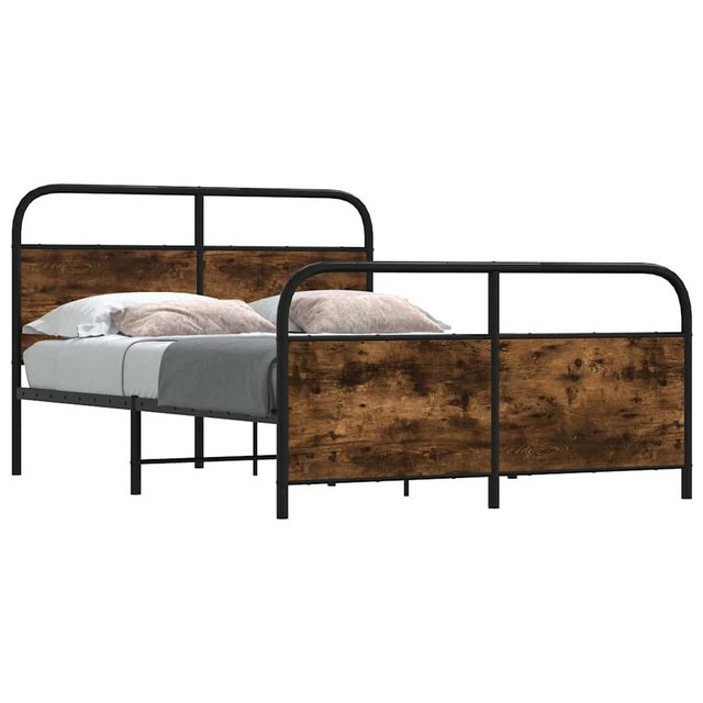 vidaXL Bett, Metallbett ohne Matratze Räuchereiche 140x190 cm günstig online kaufen